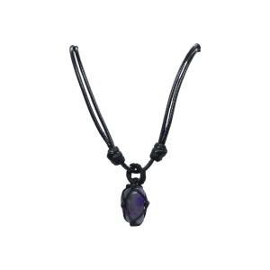 Collar con dije de piedra ágata morada tejido con hilo encerado