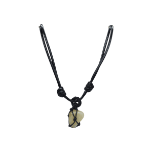 Collar con dije de cuarzo citrino tejido con hilo encerado