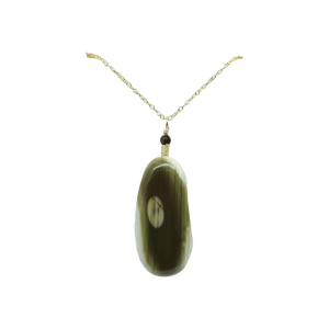 Collar de piedra royal jasper imperial con cadena de acero inoxidable color dorado