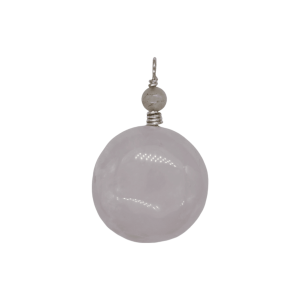 Dije de cuarzo rosa engarzado en alambre de plata