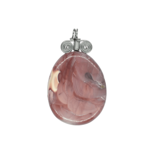 Dije de piedra royal jasper imperial con alambre de acero inoxidable