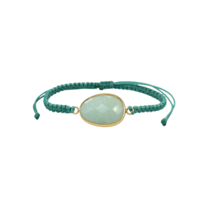 Pulsera ajustable de piedra aguamarina facetada tejida con hilo encerado