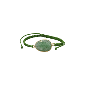 Pulsera ajustable de cuarzo verde facetada tejida con hilo encerado