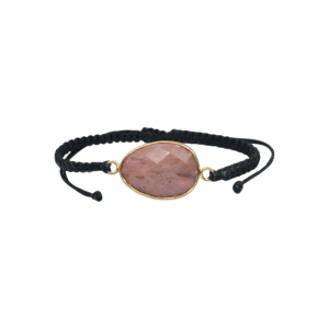 Pulsera ajustable de piedra rodonita facetada tejida con hilo encerado