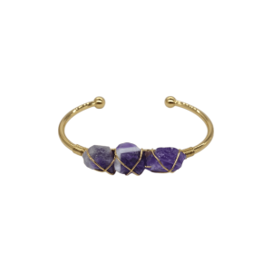 Brazalete ajustable con cuarzo amatista en bruto