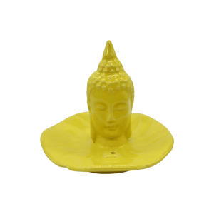 Incensario de cerámica en forma circular con buda | Color amarillo