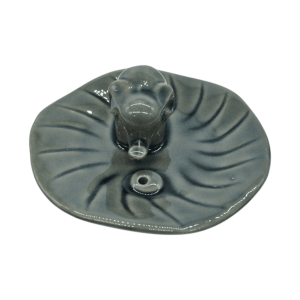 Incensario de cerámica circular con elefante | Color verde oscuro