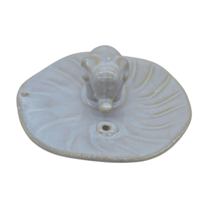 Incensario de cerámica circular con elefante | Color blanco