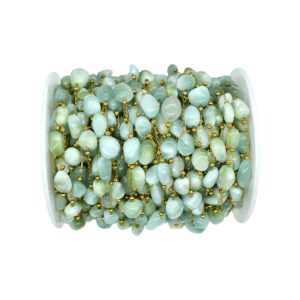 Cadena de metal con cuentas amorfas de piedra amazonita