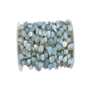 Cadena de metal con cuentas amorfas de piedra topacio