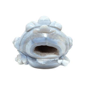 Sapo de piedra amatista pulida con drusa natural