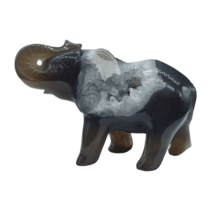 Elefante de piedra amatista pulida con drusa natural