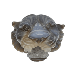 Cabeza de tigre de piedra amatista pulida con drusa natural