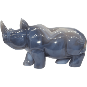 Rinoceronte de piedra amatista pulida con drusa natural