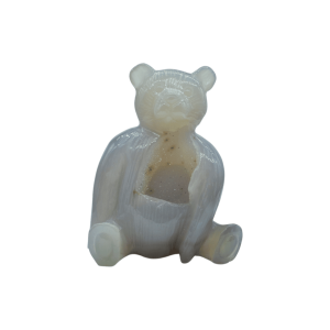 Oso de piedra amatista pulida con drusa natural