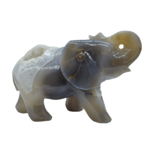 Elefante de piedra amatista pulida con drusa natural