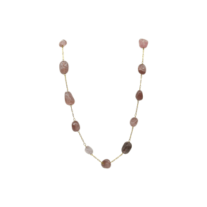 Gargantilla de metal con cuentas amorfas de cuarzo cherry