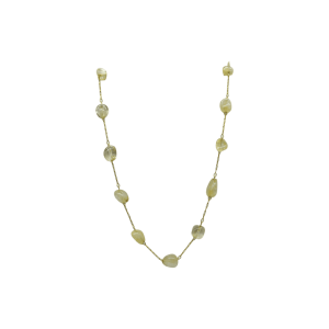 Gargantilla de metal con cuentas amorfas de cuarzo rutilado