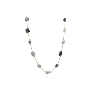 Gargantilla de metal con cuentas amorfas de cuarzo turmalinado