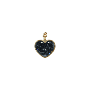 Dije de piedra obsidiana encapsulado en forma de corazón