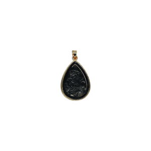 Dije de piedra obsidiana encapsulado en forma de gota