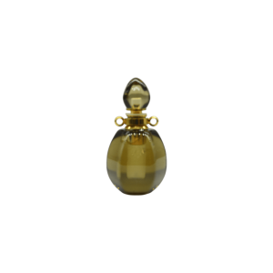 Perfumero de cuarzo ahumado en forma de gota con facetas