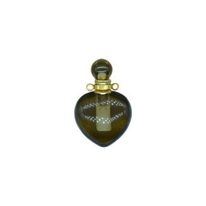 Perfumero de cuarzo ahumado en forma de corazón