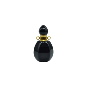 Perfumero de piedra obsidiana en forma de gota con facetas