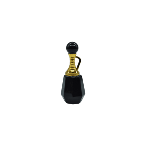 Perfumero de piedra obsidiana en forma de jarrón con facetas