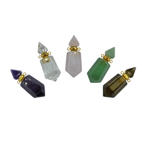 PERFUMEROS DE PIEDRA NATURAL EN FORMA DE 2 PUNTAS CON FACETAS