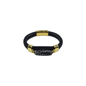 Pulsera de piel con cuenta de piedra ágata tibetana | Modelo 2