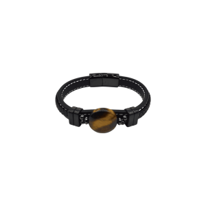 Pulsera de piel con piedra ojo de tigre | Modelo 2