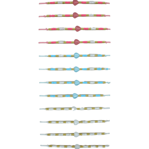 Pulseras ajustables de hilo chino con chaquira y corazón de piedra