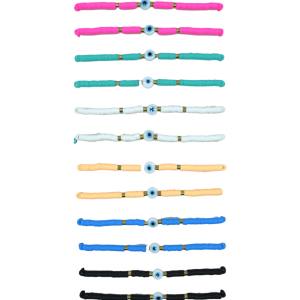 Pulseras ajustables de hilo chino con fimo y ojo turco