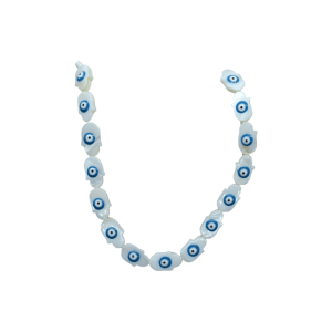 Tira de madre perla con ojo turco en forma de mano de fátima | 10mm x 16mm