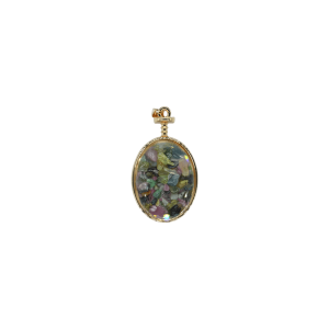 Dije de piedra turmalina sandía encapsulado en forma oval