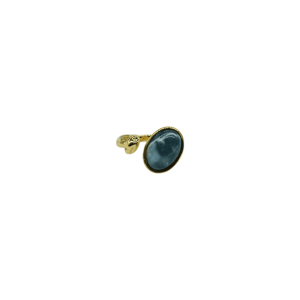 Anillo ajustable de piedra ágata musgosa diseño de piedra oval asimétrico