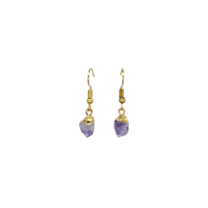 Aretes de punta de cuarzo amatista con aleación