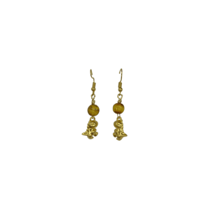 Aretes de ámbar con dije de oro laminado