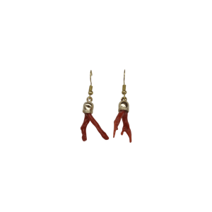 Aretes de coral rojo italiano con capuchón dorado