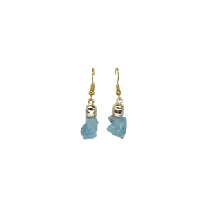Aretes de piedra topacio azul con capuchón dorado