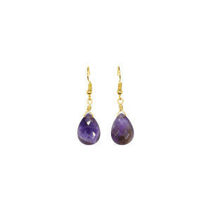 Aretes de cuarzo amatista en forma de gota facetada