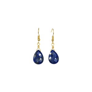 Aretes de piedra lapislázuli en forma de gota facetada