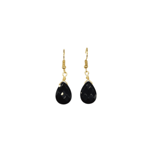 Aretes de piedra obsidiana en forma de gota facetada
