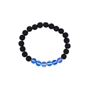 Pulsera de ónix con cuarzo eléctrico azul brilloso