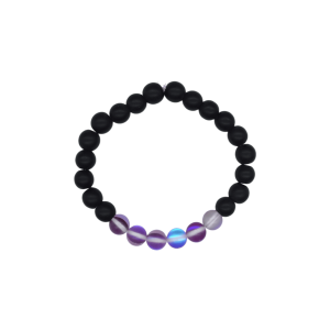 Pulsera de ónix con cuarzo eléctrico morado mate