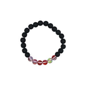 Pulsera de ónix con cuarzo eléctrico rojo brilloso