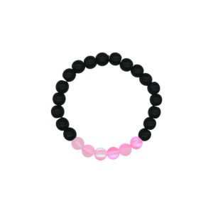 Pulsera de ónix con cuarzo eléctrico rosa claro mate