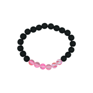 Pulsera de ónix con cuarzo eléctrico rosa claro brilloso