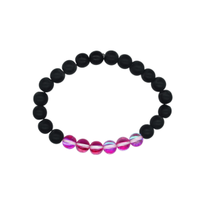 Pulsera de ónix con cuarzo eléctrico rosa fuerte brilloso